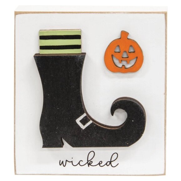 HALLOWEEN CLEARANCE!!!!! ($3) Wicked Witch Boot & Jack O Lantern Block - Picture 2 of 3